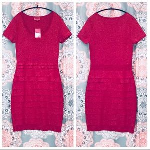 NWT S Carmen Marc Valvo pink sparkle bandage dress